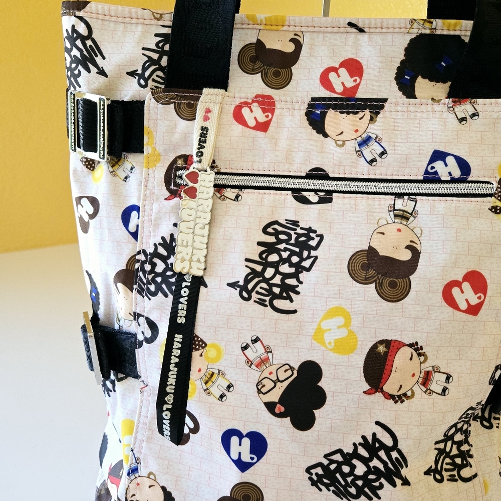 Harajuku Lovers Cute Character Shoulder Tote Bag w Charm Rare Gwen Stefani - Picture 6 of 16